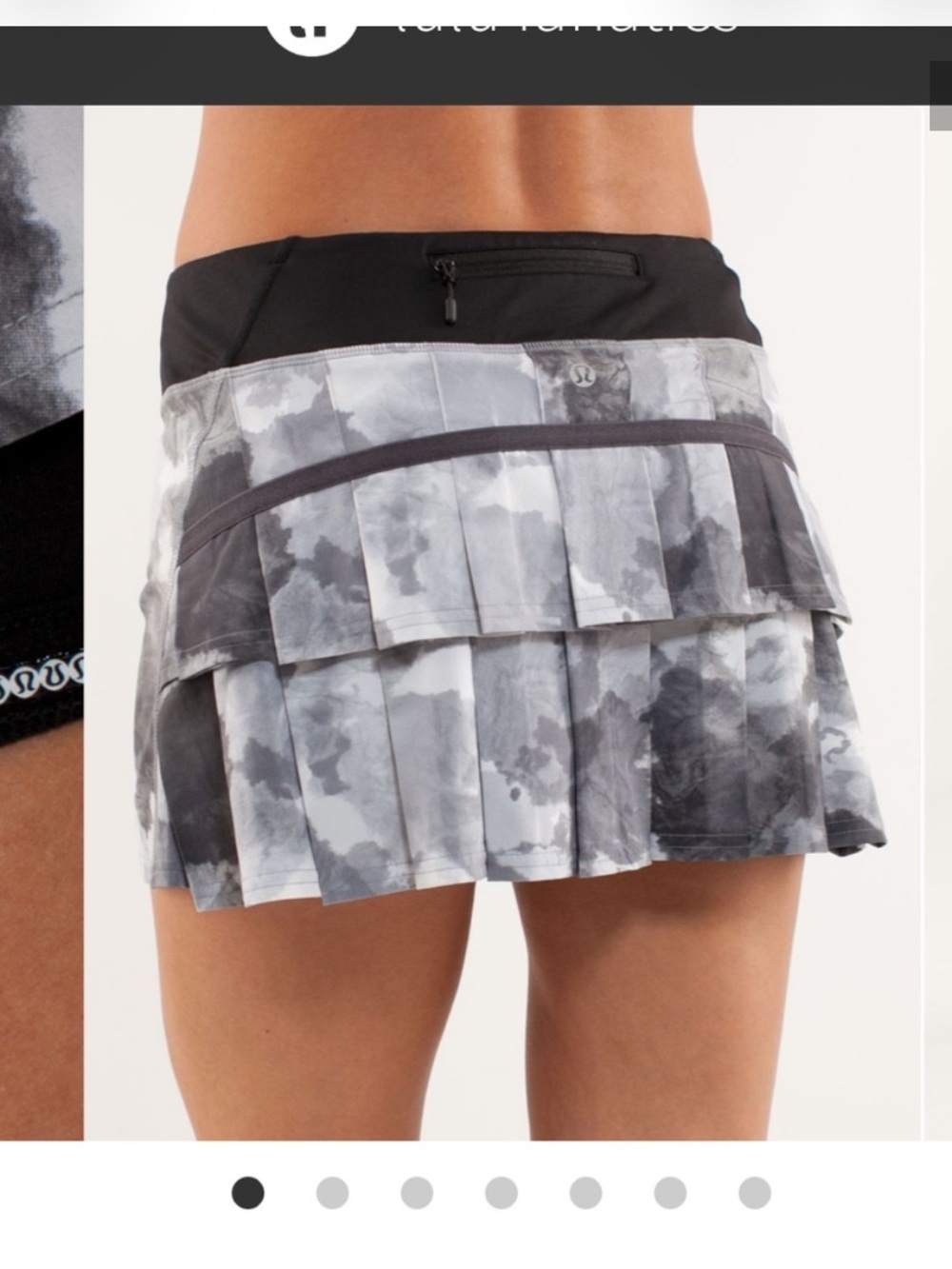 lululemon sz 10 pace setter skirt white coal tinted canvas super black vtg 2012